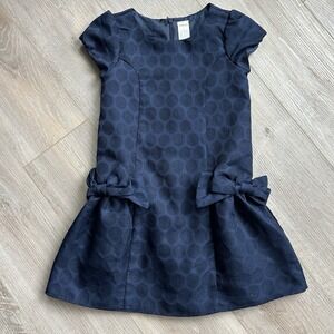 Gymboree‎ 2014 Girls Sz 7 Holiday Shine Sparkle Dot Bow Dress Navy Blue Holiday
